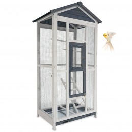 Volière Cage à oiseaux en bois de haute qualité 72x60x167cm pour intérieur  et extérieur –Modèle « Apollo M 302 »
