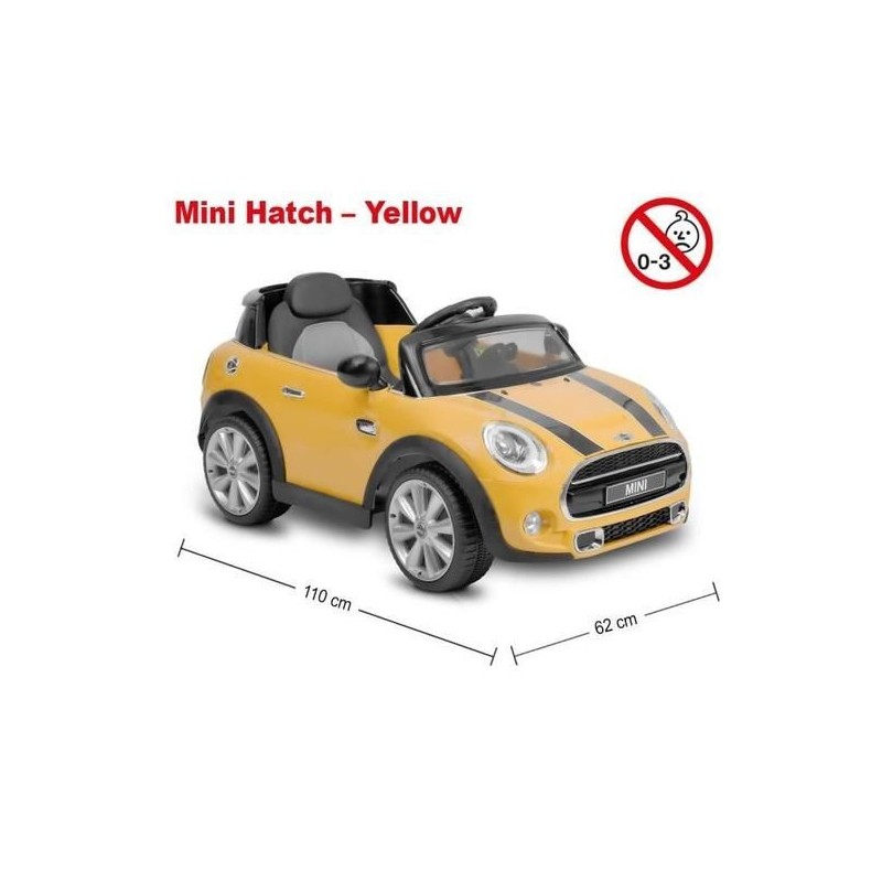 Hecht jardin Mini Cooper électrique voiture batterie enfant 12V véhicule petite  voiture électrique Couleur Jaune